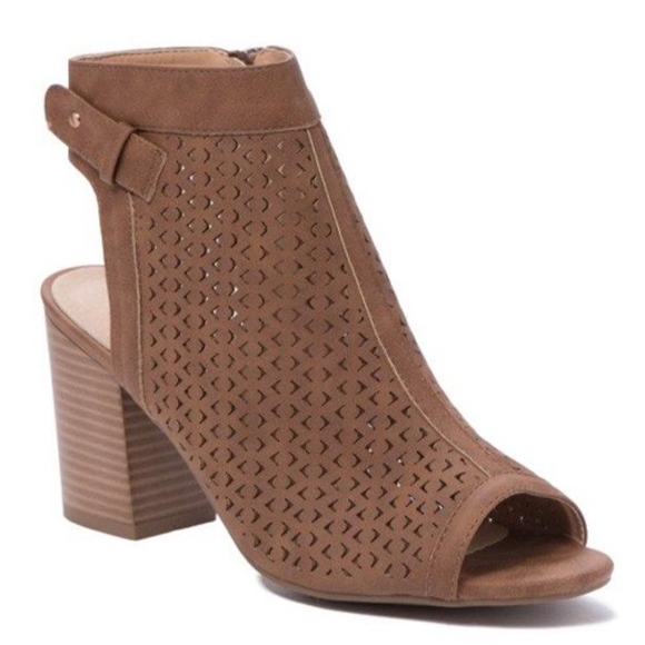 VIOLET Peep Toe Booties - TAN - Picture 2 of 2